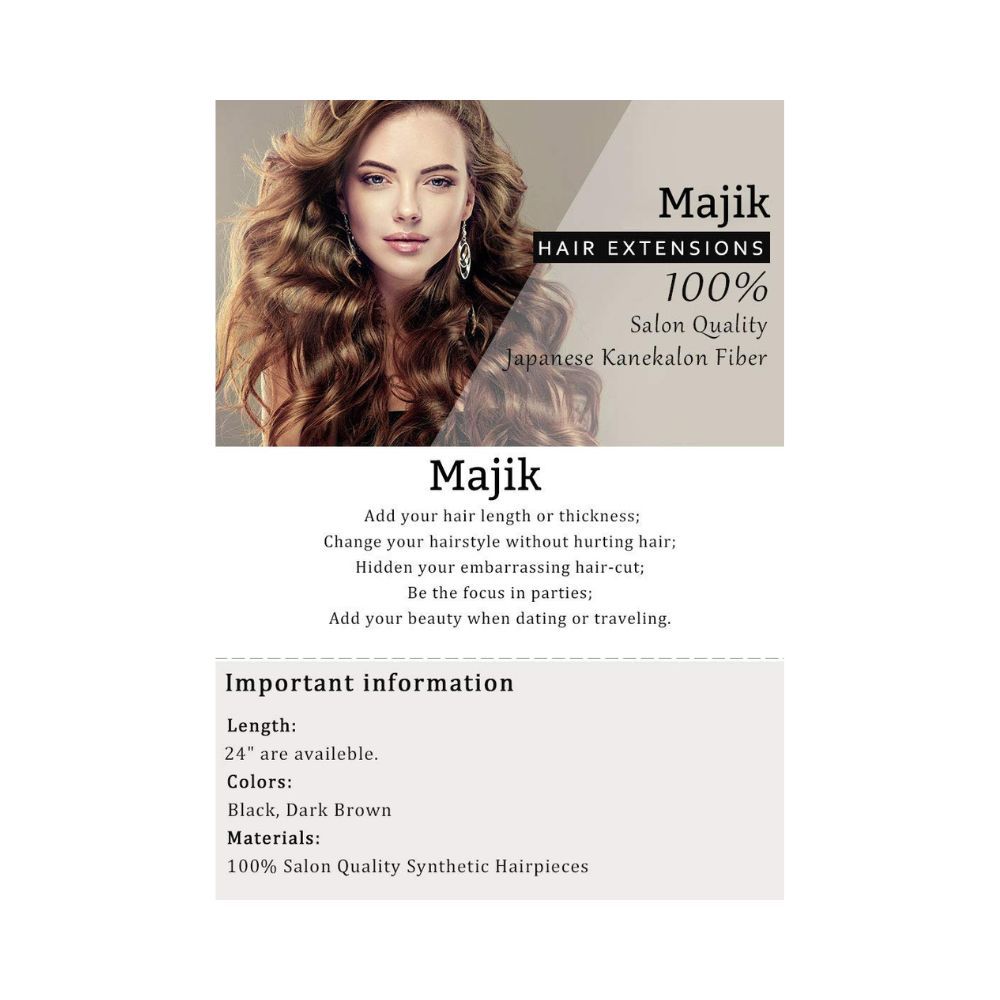 Majik Synthetic Hair Extensions For Women And Girl, 35 Gram, Dark Brown Curly Pack Of 1| (M3)