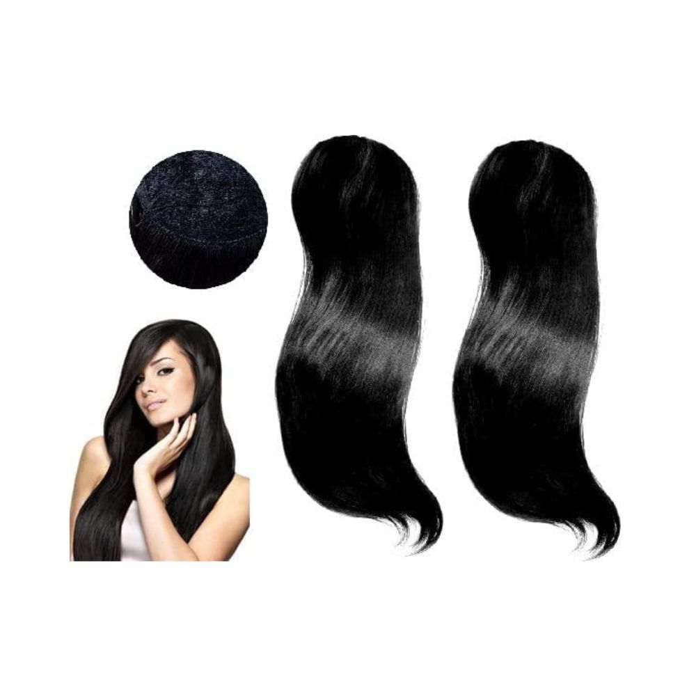 Majik Volumizer Seamless Side Cover Up Hair Extension for Women and Girls (Brown, Set Of 2 Pcs)