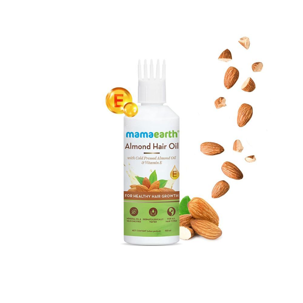 Mamaearth Almond Hair Oil for healthy hair growth and deep nourishment