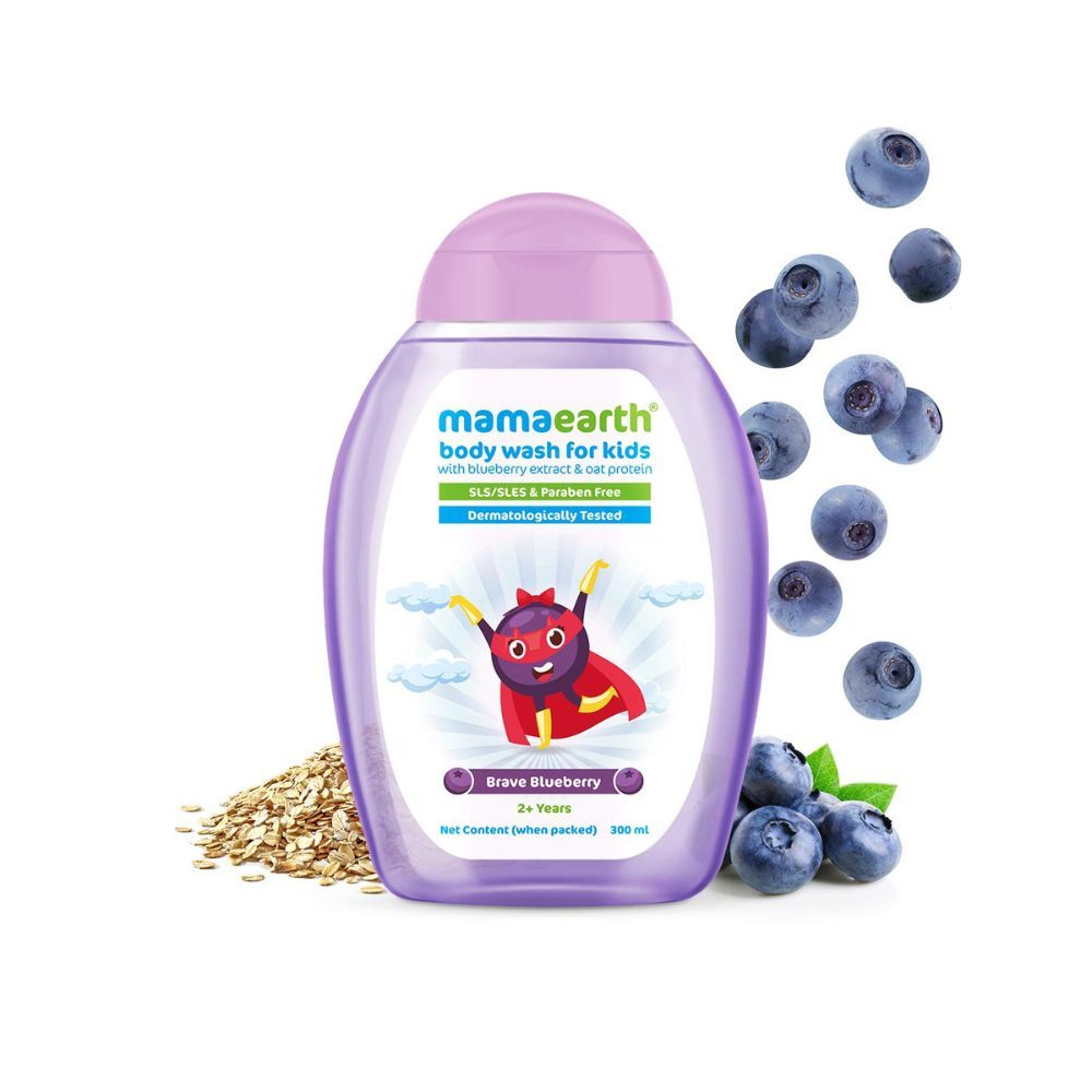 Mamaearth Brave Blueberry Body Wash For Kids with Blueberry Oat Protein 300 ml, 1 count