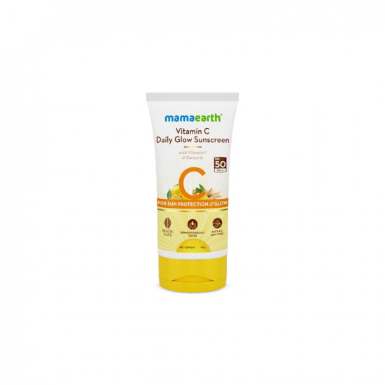 Mamaearth Daily Glow Sunscreen SPF 50 PA+++, No White Cast with Vitamin C & Turmeric for Sun Protection & Glow - 50 g
