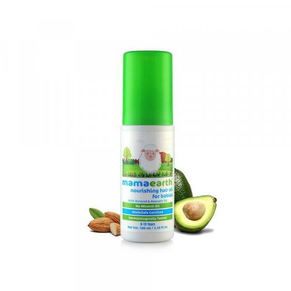 Mamaearth Nourishing Baby Hair Oil with Almond &amp; Avocado, Clear, Coconut, 100 ml