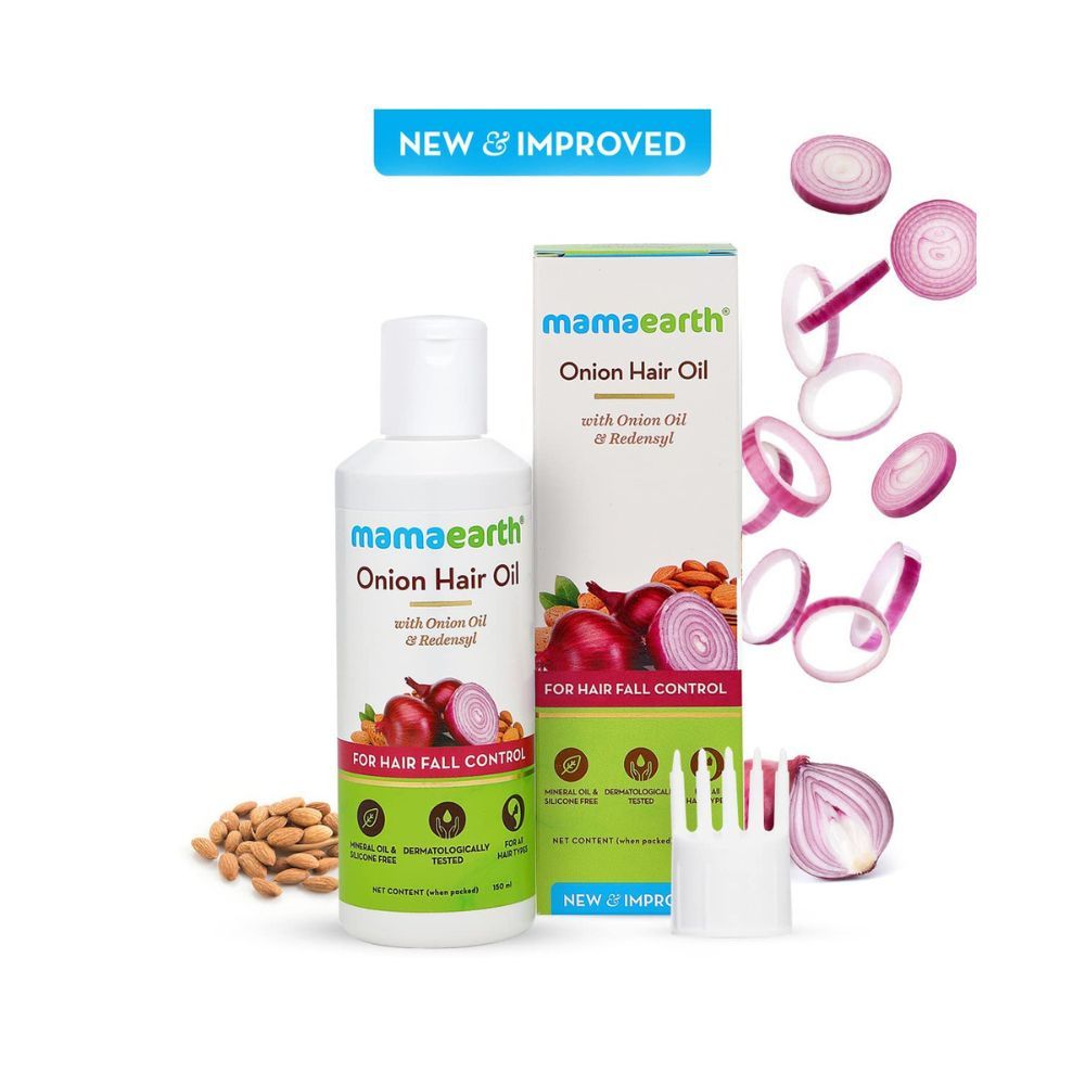 Mamaearth Onion Hair Oil for Hair Growth & Hair Fall Control with Redensyl 150ml