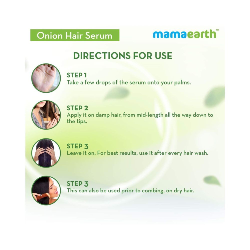 Mamaearth Onion Hair Serum For Silky & Smooth Hair, Tames Frizzy Hair,100 ml