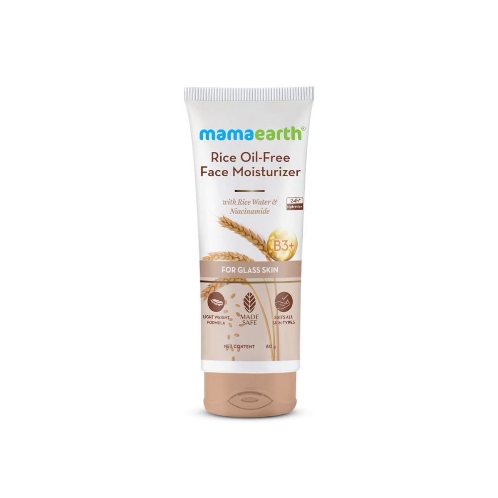 Mamaearth Rice Oil-Free Face Moisturizer for Oily Skin, With Rice Water & Niacinamide for Glass Skin - 80 g