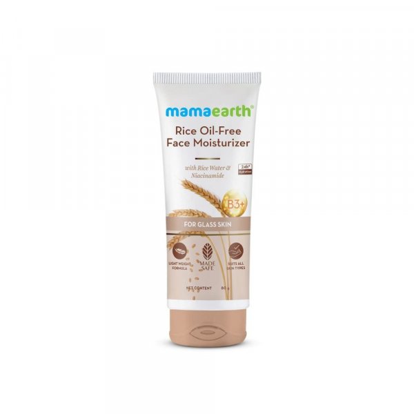 Mamaearth Rice Oil-Free Face Moisturizer for Oily Skin, With Rice Water &amp; Niacinamide for Glass Skin - 80 g
