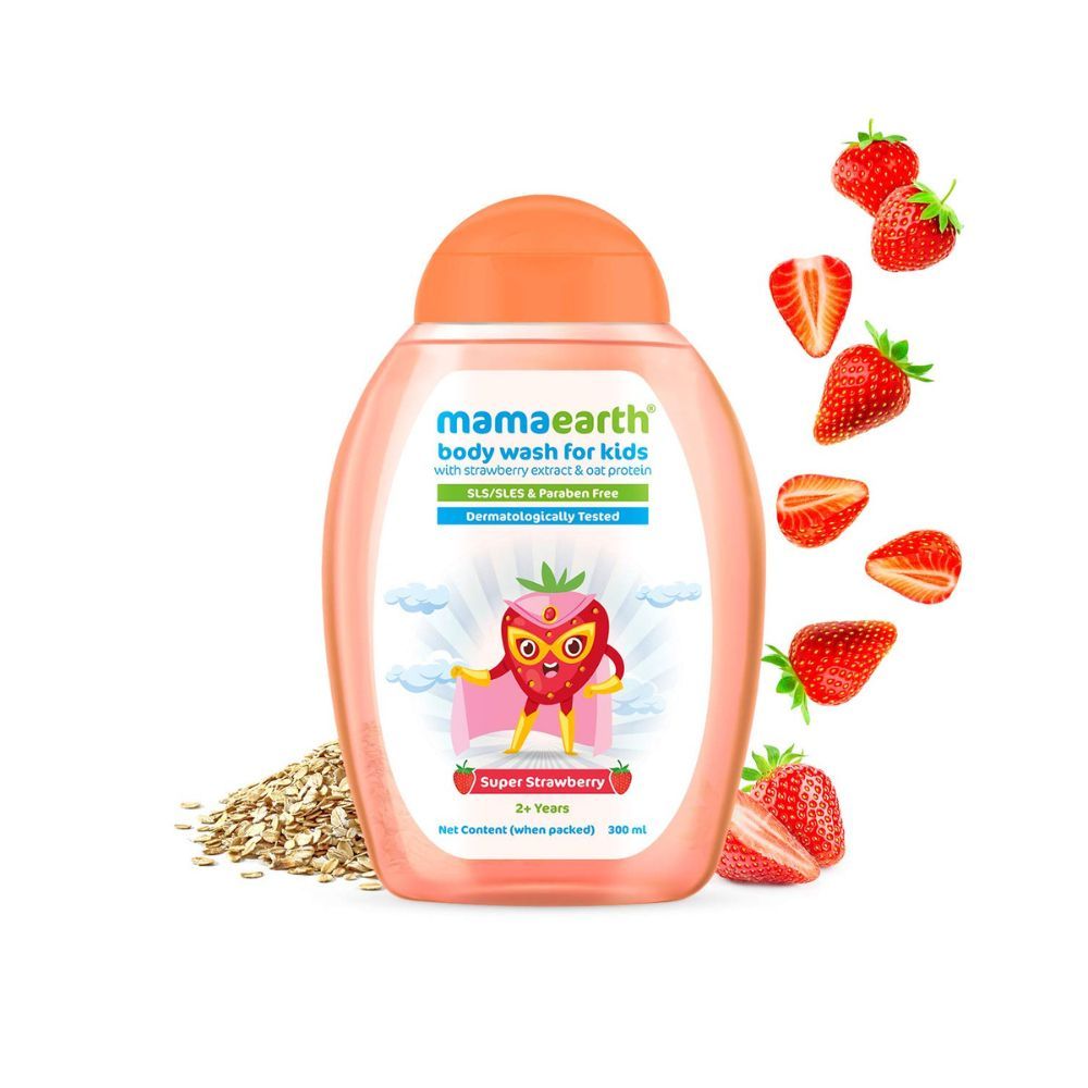 Mamaearth Super Strawberry Body Wash for Kids with Strawberry Oat Protein â 300 ml, 1 count