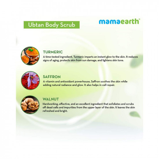 Mamaearth Ubtan Body Scrub for Men & Women 200g | With Turmeric, Saffron & Walnut Beads - Removes Sun Tan, Skin Brightening
