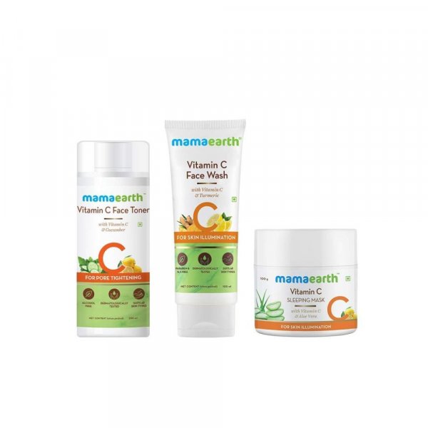 Mamaearth Vitamin C Overnight Skin Glow Facial Kit(Face Wash 100ml + Toner 200ml + Sleeping Mask 100g)