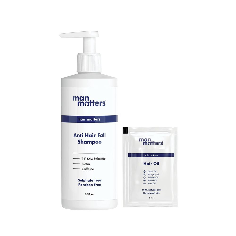 Man Matters Anti Hair Fall Shampoo 300ml with Hair Oil Sampler 5ml for Men