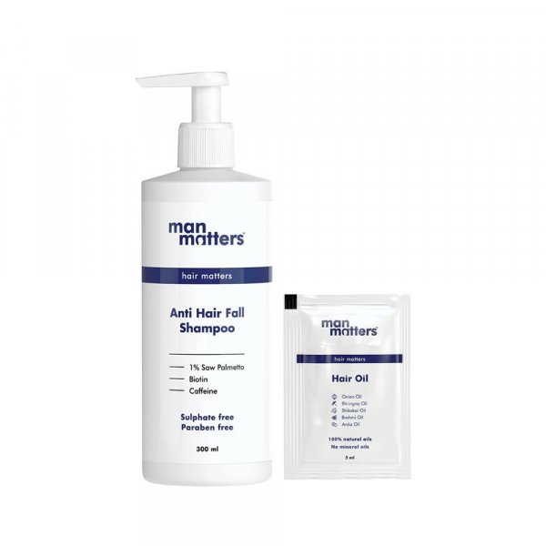 Man Matters Anti Hair Fall Shampoo 300ml with Hair Oil Sampler 5ml for Men