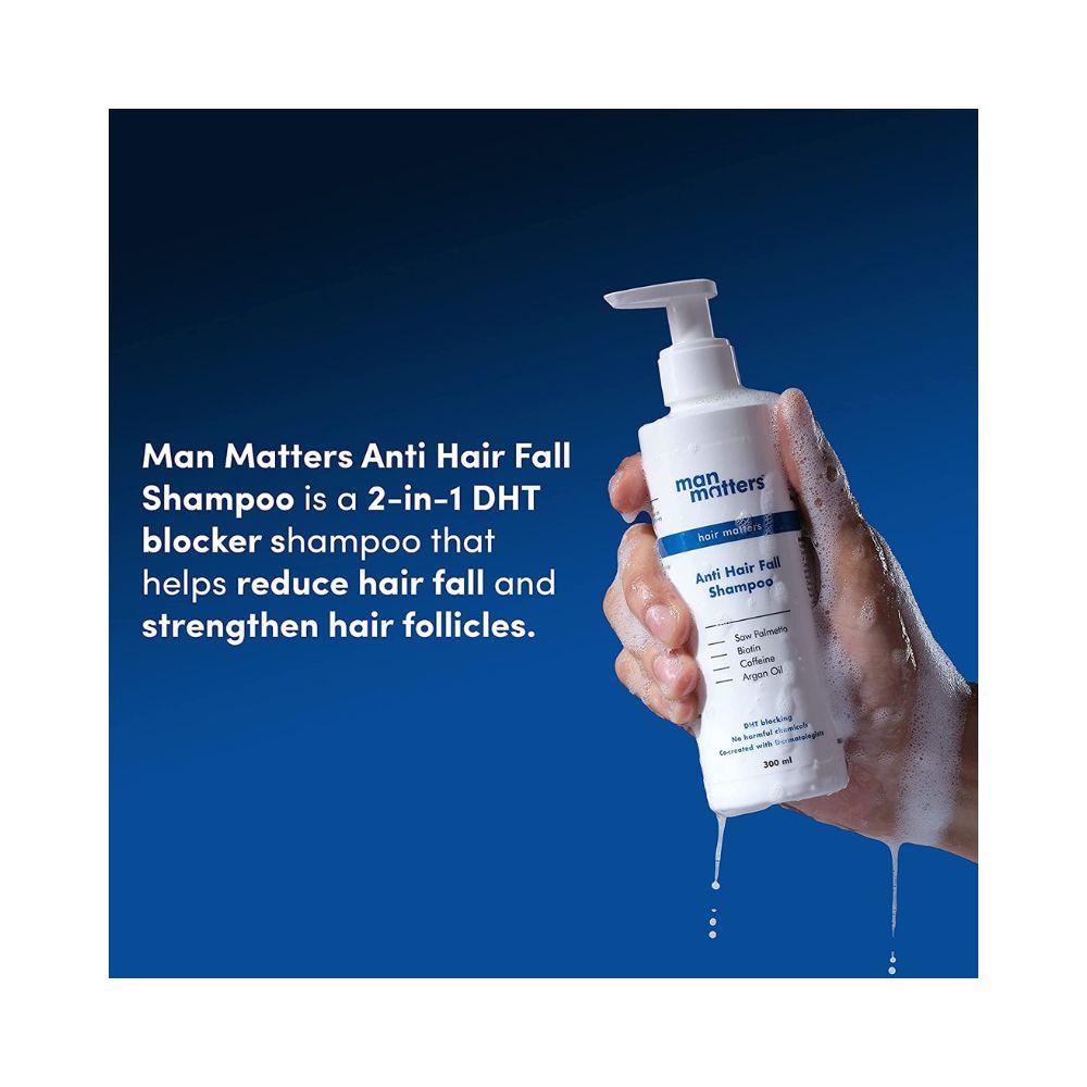 Man Matters Anti Hair Fall Shampoo 300ml with Hair Oil Sampler 5ml for Men