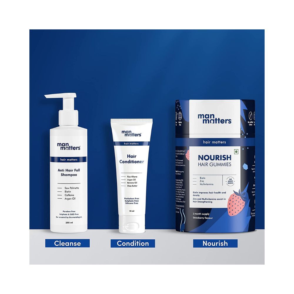 Man Matters Anti Hair Fall Shampoo 300ml with Hair Oil Sampler 5ml for Men