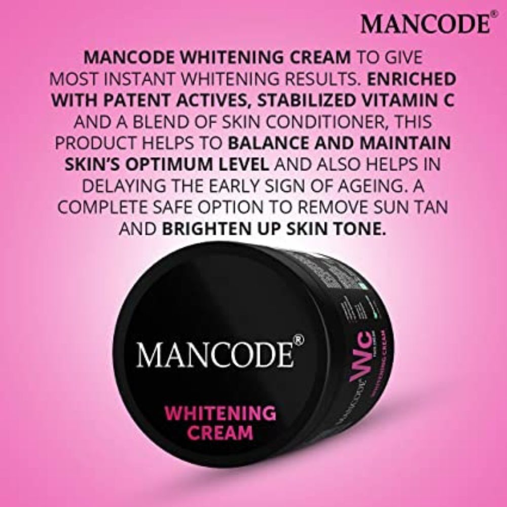 Mancode WHITENING CREAM FOR MEN - 100gm | Dark Spot Reduction | Non Greasy Moisturizer | Cream with UV Protect (Pack of 1)