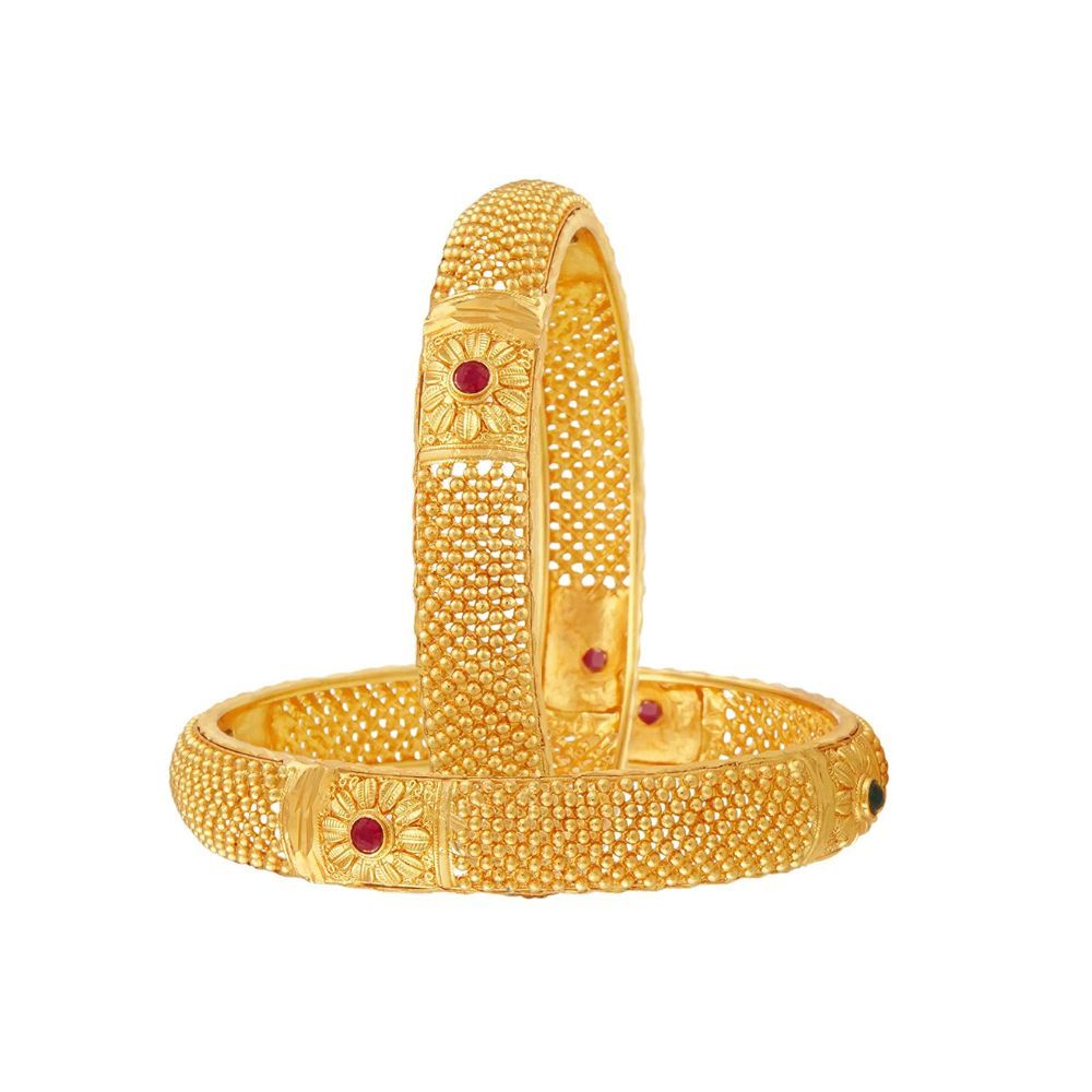 Mansiyaorange Classic A D Colored Stone Studded Hand Meena Filgree Design Two Artificial Bangle