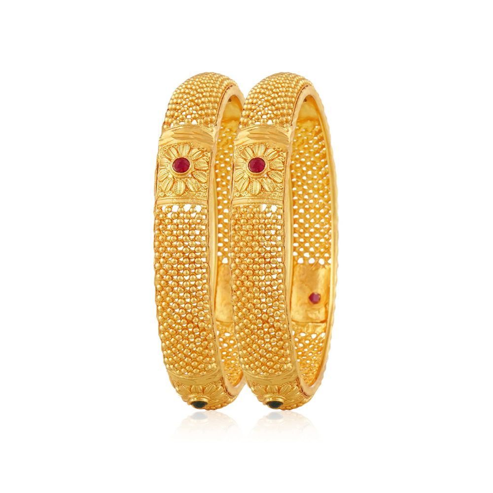 Mansiyaorange Classic A D Colored Stone Studded Hand Meena Filgree Design Two Artificial Bangle