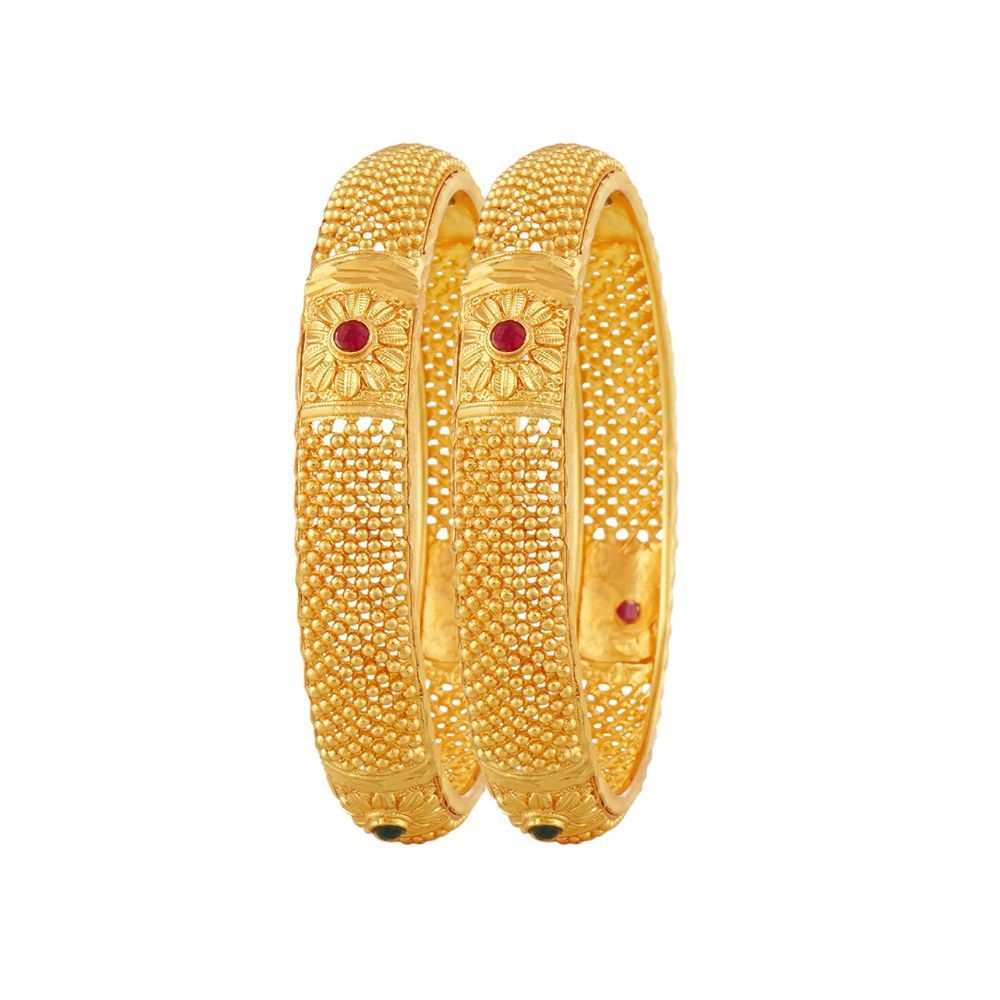 Mansiyaorange Classic A D Colored Stone Studded Hand Meena Filgree Design Two Artificial Bangle