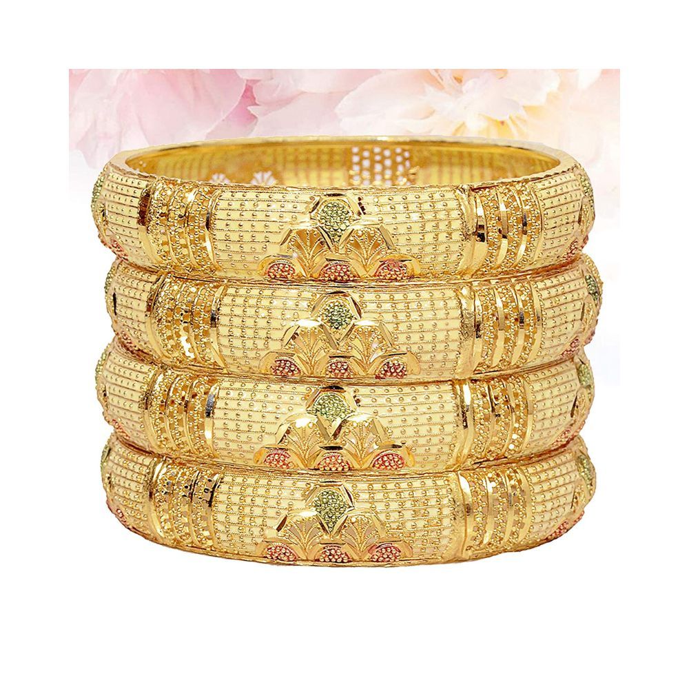 Mansiyaorange Traditional Hand Meena Work One Gram Golden Bangles for Women Stylish (Premium Wax Dye Range)