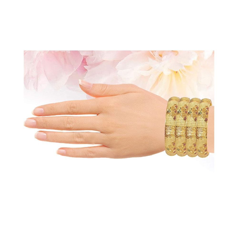 Mansiyaorange Traditional Hand Meena Work One Gram Golden Bangles for Women Stylish (Premium Wax Dye Range)
