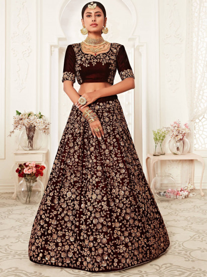 Maroon Bridal Lehenga Photos, Dark Maroon Lehenga with Contrast