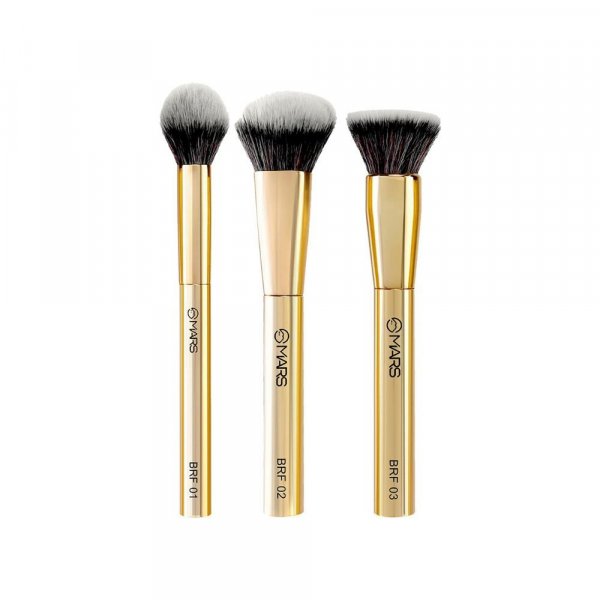 Mars Artist&#039;s Arsenal Professional Powder Bronzer &amp; Foundation Makeup Brush- Gold 75GM (3Pc&#039;s)