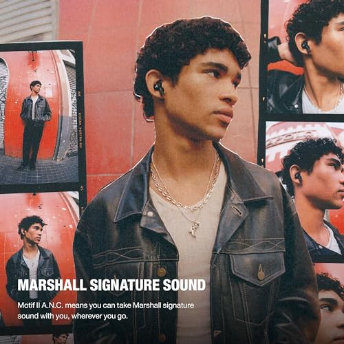 Marshall Motif II ANC - True Wireless Active Noise Cancelling Bluetooth Headphones Earbuds 30 Hours Playtime  Black