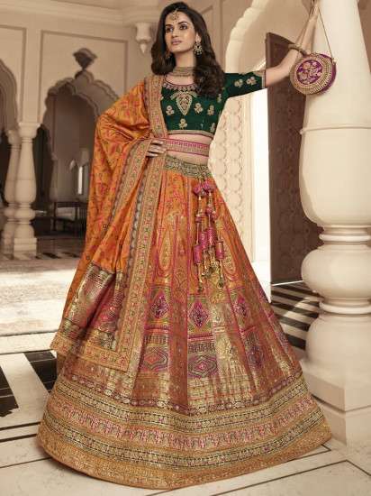 Marvellous Light pink Banarasi Silk Bridal Wear Lehenga choli