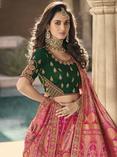 Marvellous Light pink Banarasi Silk Bridal Wear Lehenga choli