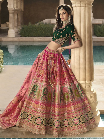 Marvellous Light pink Banarasi Silk Bridal Wear Lehenga choli