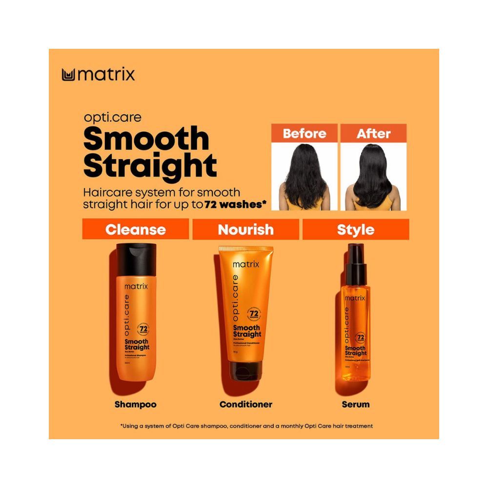Matrix Opti Care Smooth Straight Professional Split End Hair Serum with Shea Butter for All Hair Types, Paraben Free, 100ml