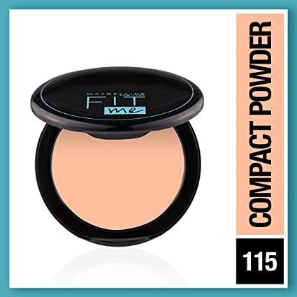 Maybelline New York Compact Powder, With SPF to Protect Skin from Sun, Absorbs Oil, Fit Me, 115 Ivory, 8g