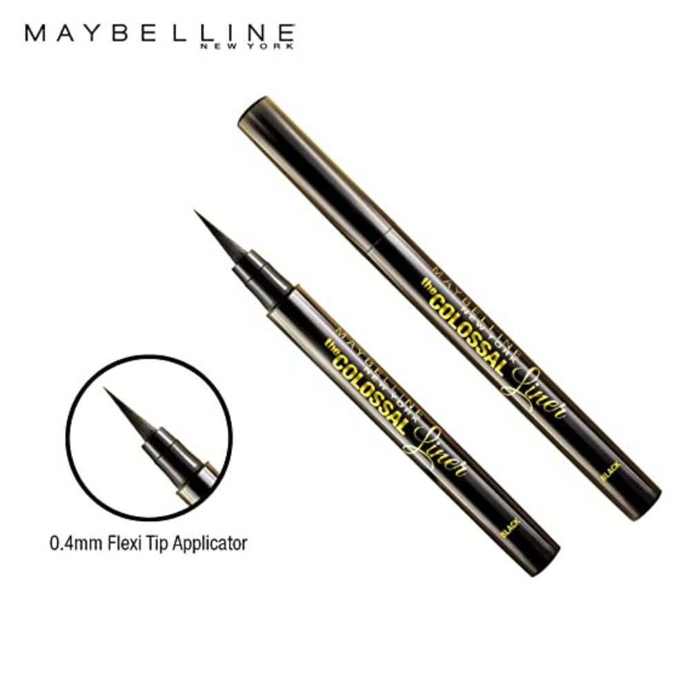 Maybelline New York Eyeliner, Flexi-tip Applicator, Long-lasting, The Colossal Liner, Black, 1.2g
