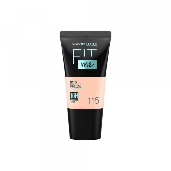 Maybelline New York Liquid Foundation, Matte &amp; Poreless Normal to Oily Skin, Fit Me, 115 Ivory, 18ml