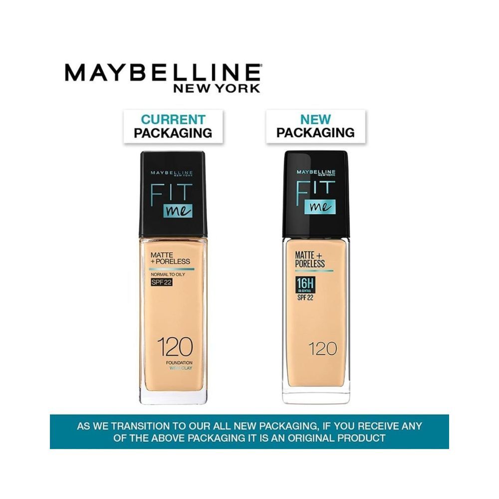 Maybelline New York Liquid Foundation, Matte Finish, With SPF, Fit Me Matte + Poreless, 120 Classic Ivory, 30ml