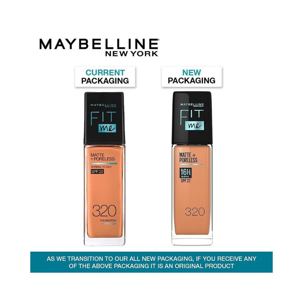 Maybelline New York Liquid Foundation, Matte Finish, With SPF, Fit Me Matte + Poreless, 320 Natural Tan, 30ml