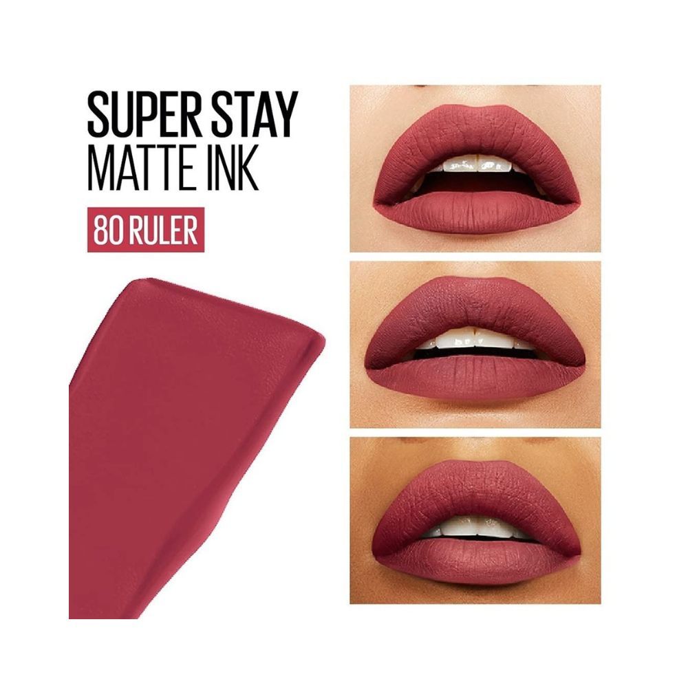 Maybelline New York Liquid Matte Lipstick, Long Lasting, 16hr Wear, Superstay Matte Ink, Ruler, 5ml