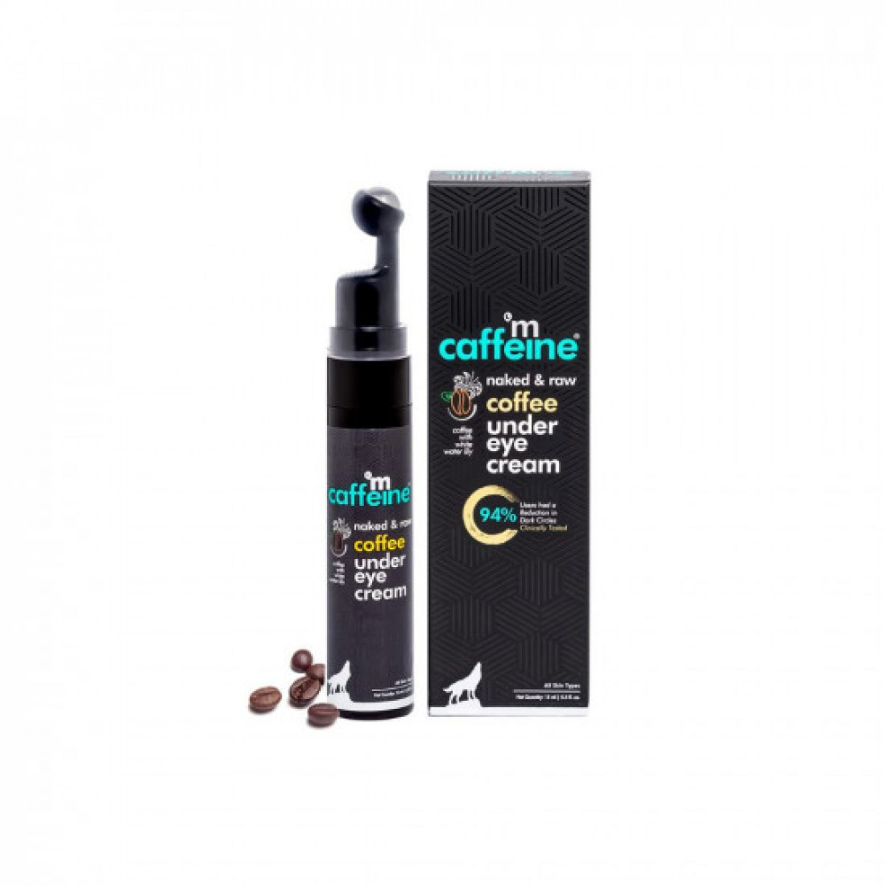 mCaffeine Coffee Under Eye Cream Gel for Dark Circles, Puffiness &amp; Fine Lines | 94% Users Saw Reduced Dark Circles | With Cooling Massage Roller