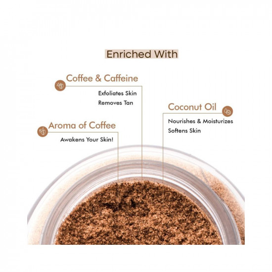 mCaffeine Exfoliating Coffee Body Scrub for Tan Removal & Soft-Smooth Skin | For Women & Men | De-Tan Bathing Scrub with Coconut Oil, Removes Dirt & Dead Skin from Neck, Knees, Elbows & Arms - 100gm