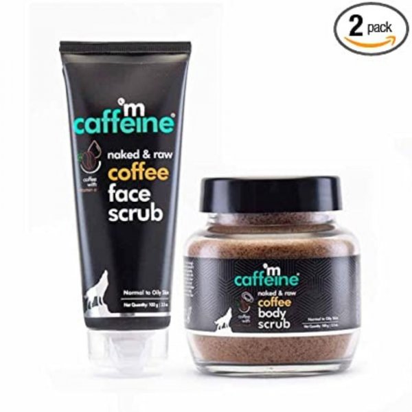 mCaffeine Exfoliating Coffee Face &amp; Body Scrub Combo For Tan Removal | For Women &amp; Men | Removes Blackheads and Dirt from Face, Neck, Elbows &amp; Knees for Soft &amp; Smooth Skin - 200gm