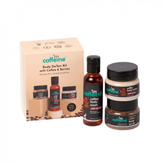 mCaffeine Men's Day Body Care Gift Set with Berries Body Wash, Body Scrub & Body Butter | Gift Set for Men & Women