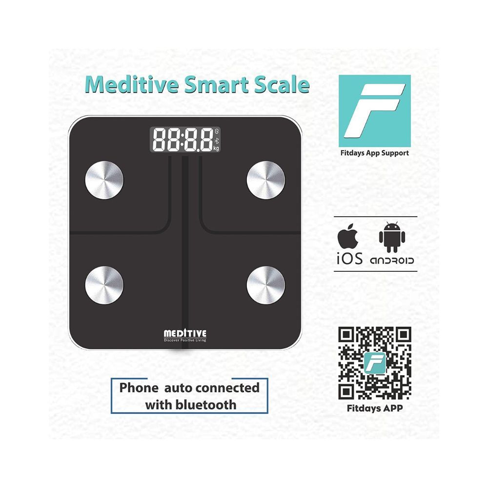 MEDITIVE Bluetooth Digital BMI Weight Scale with Body Fat Analyzer