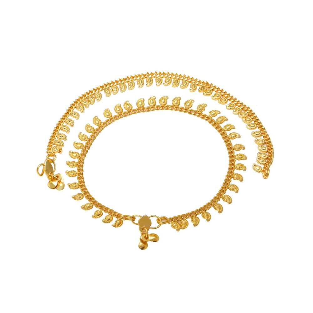 Memoir Gold plated Elegant Kairi Mango shape Auspicious Bridal Anklets for Women
