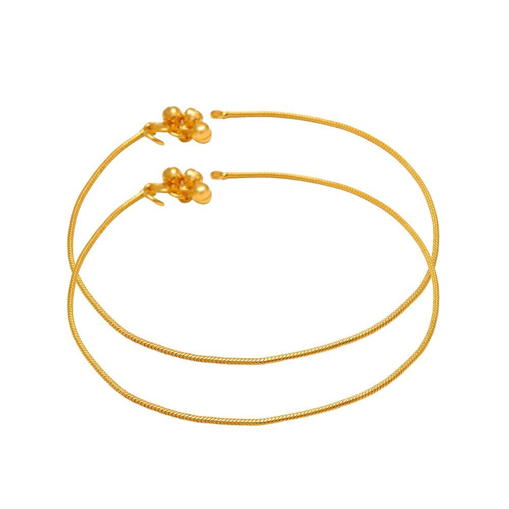 Memoir Gold plated Thin rope string chain design ethnic Anklet payal pajeb jewellery for Women