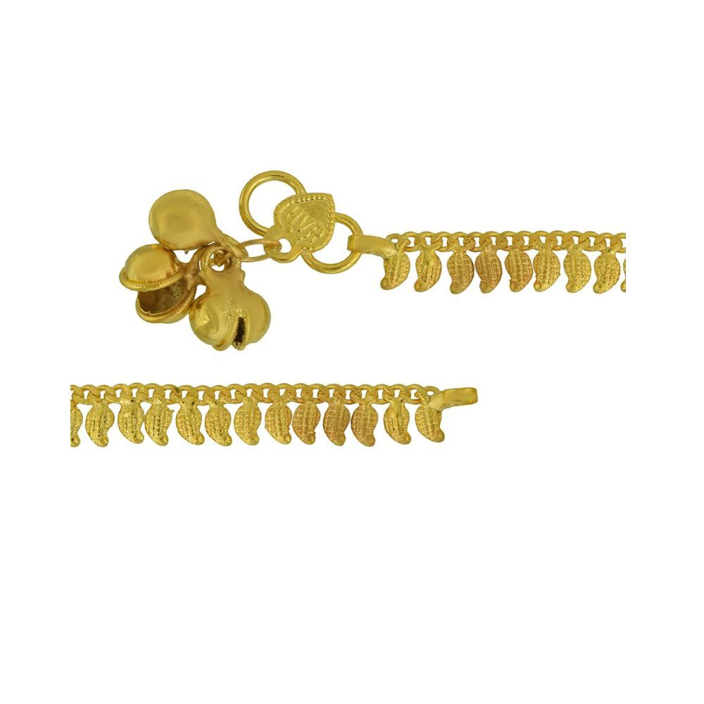Memoir Gold plated Traditional Carved Kairi (Mango) shape ethnic wedding bridal marriage festival Anklet