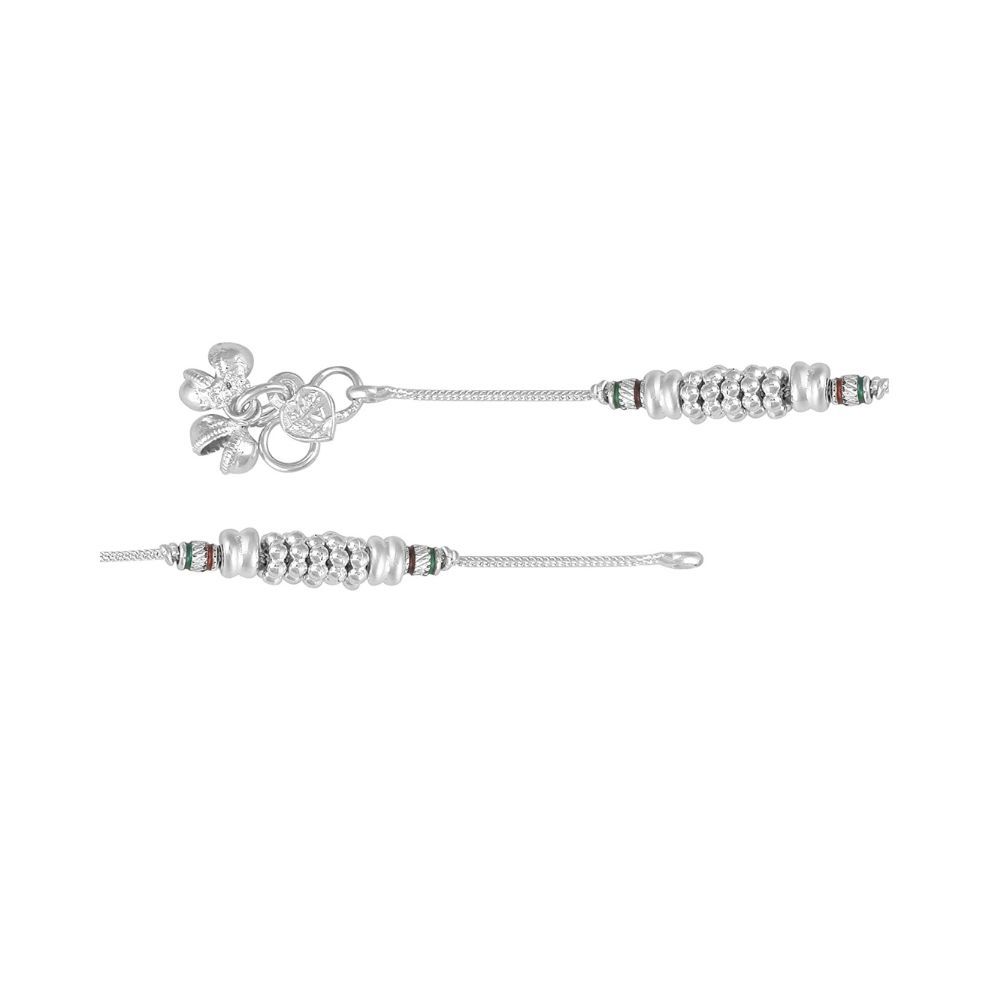 Memoir Silver Ghungroo Meenakari Stylish sleek Payal Pajeb Anklet Women Traditional