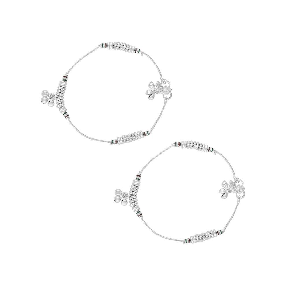 Memoir Silver Ghungroo Meenakari Stylish sleek Payal Pajeb Anklet Women Traditional