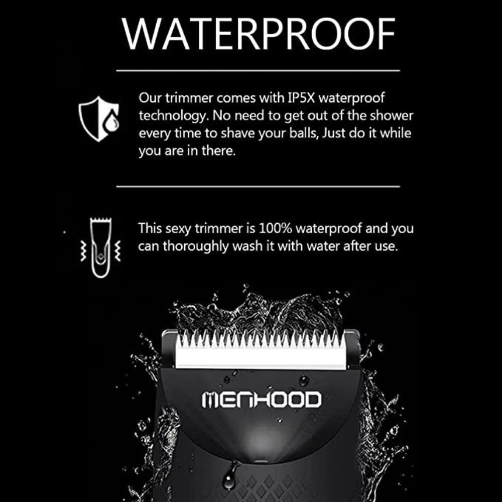MENHOOD Men's WaterProof Cordless Grooming Trimmer 2.0 for Men, Featured with 4000k LED Spotlight & Power Status Display, Wireless Charging Support, Sensitive Skin Technology,150Min Runtime