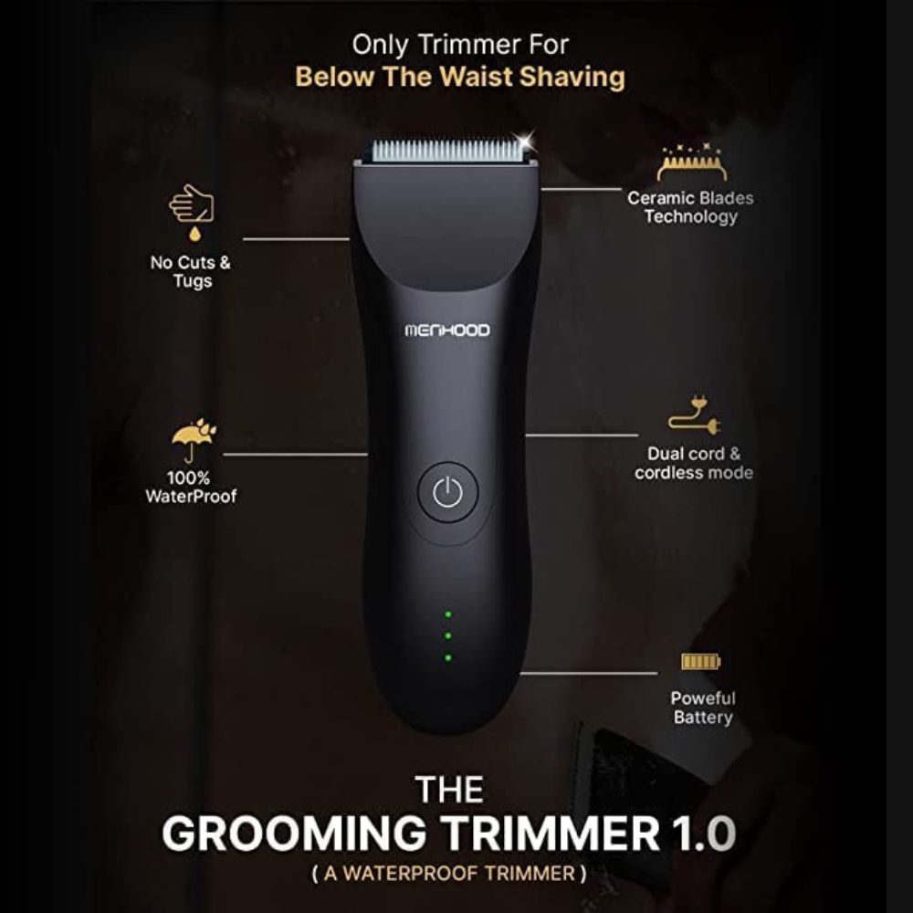 MENHOOD Men's WaterProof Cordless Grooming Trimmer for Men, Suitable for Beard, Body Private Part Shaving, Head and Pubic Hair