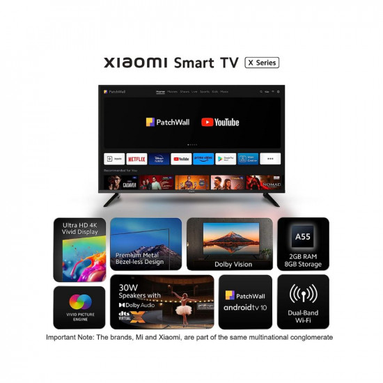 MI 138 cm (55 inches) X Series 4K Ultra HD Smart Android LED TV L55M7-A2IN (Black)