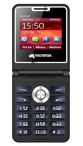 Micromax All-New X1i Flip keypad Phone with Dual SIM  Big 24 Display  TypeC USB Port  Wireless FM  Auto Call Recording  Black Blue 